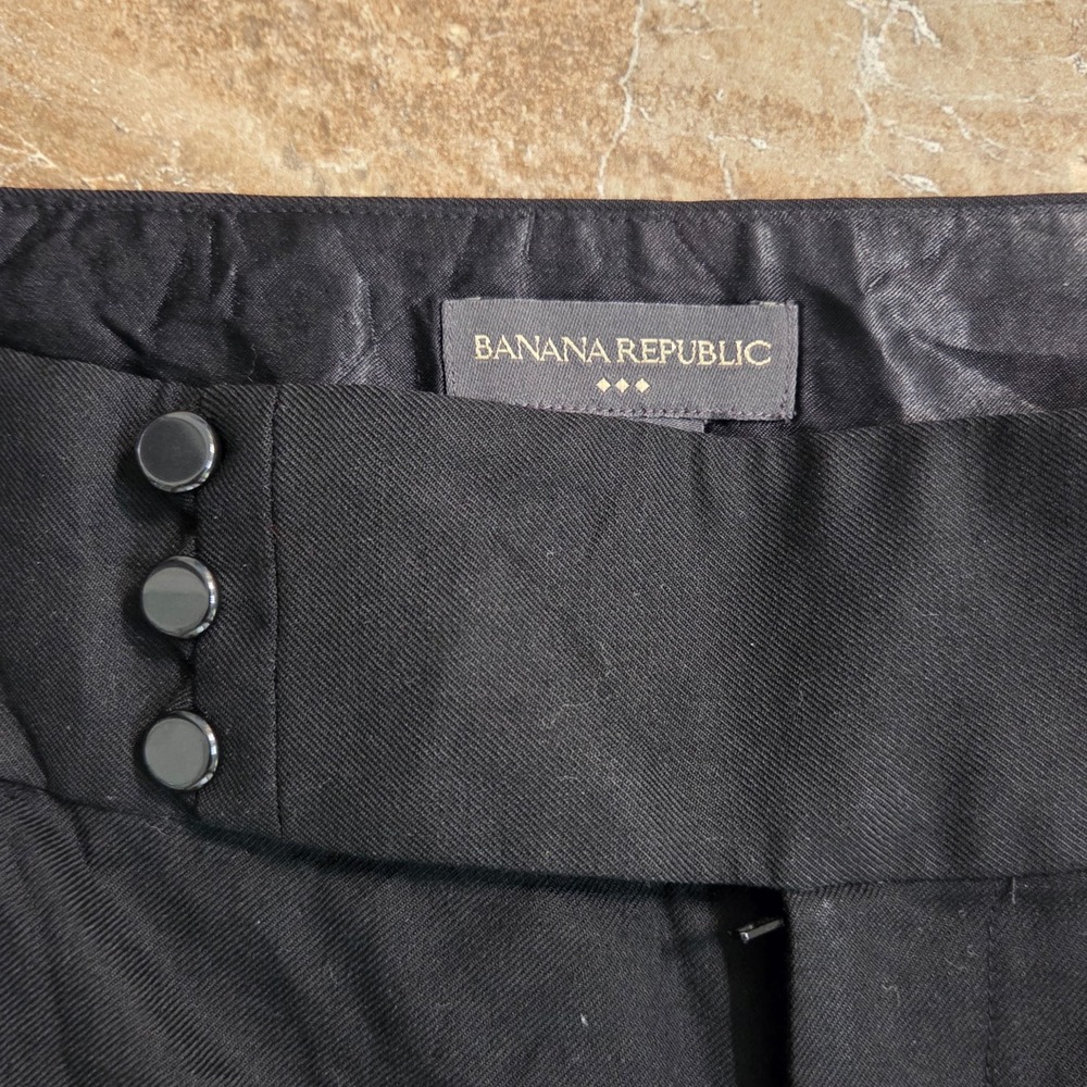 Banana Republic Black Wide Leg Dress Pants Triple Button Waist Trousers Women 4 - Picture 9 of 11